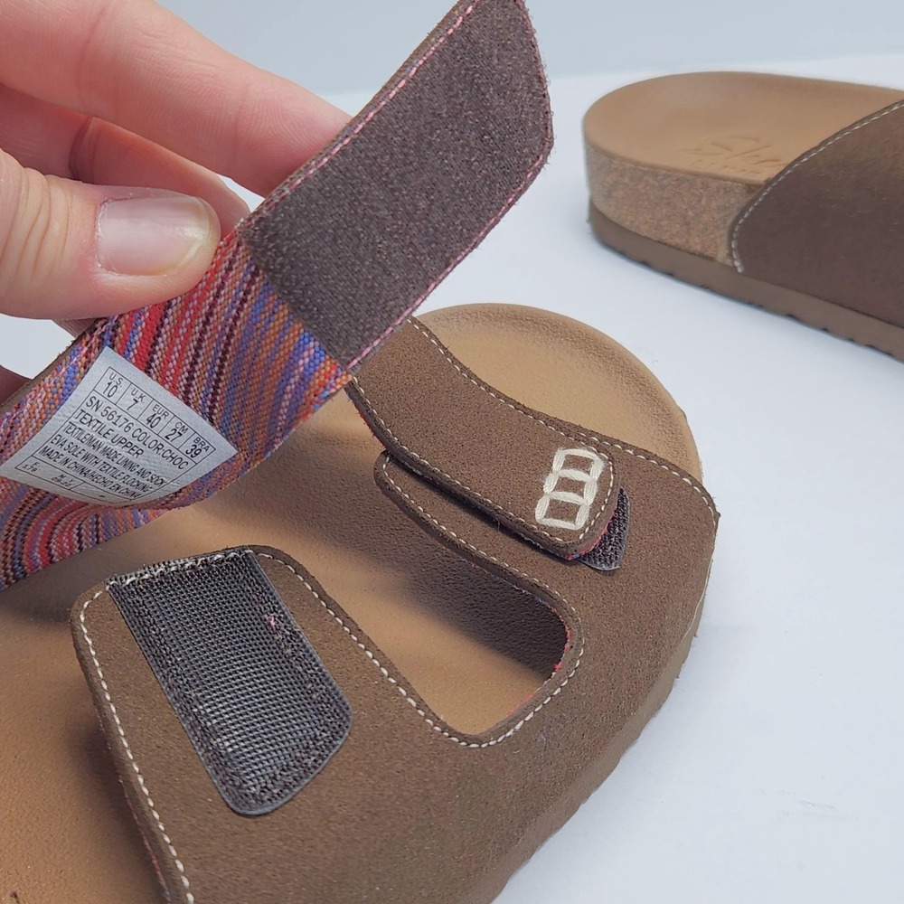 Skechers Sandals Womens Size 10 Brown Luxe Foam Slide On Adjustable EUC SN 56176 - Picture 5 of 10